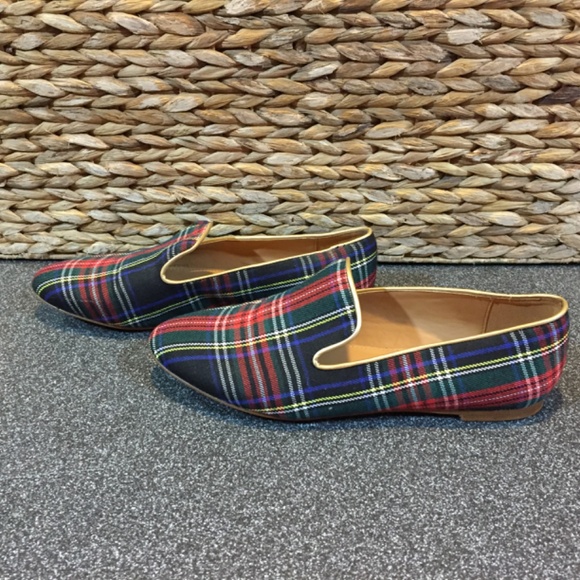J. Crew Plaid Flats in Red, Green, and Blue - Picture 7 of 13